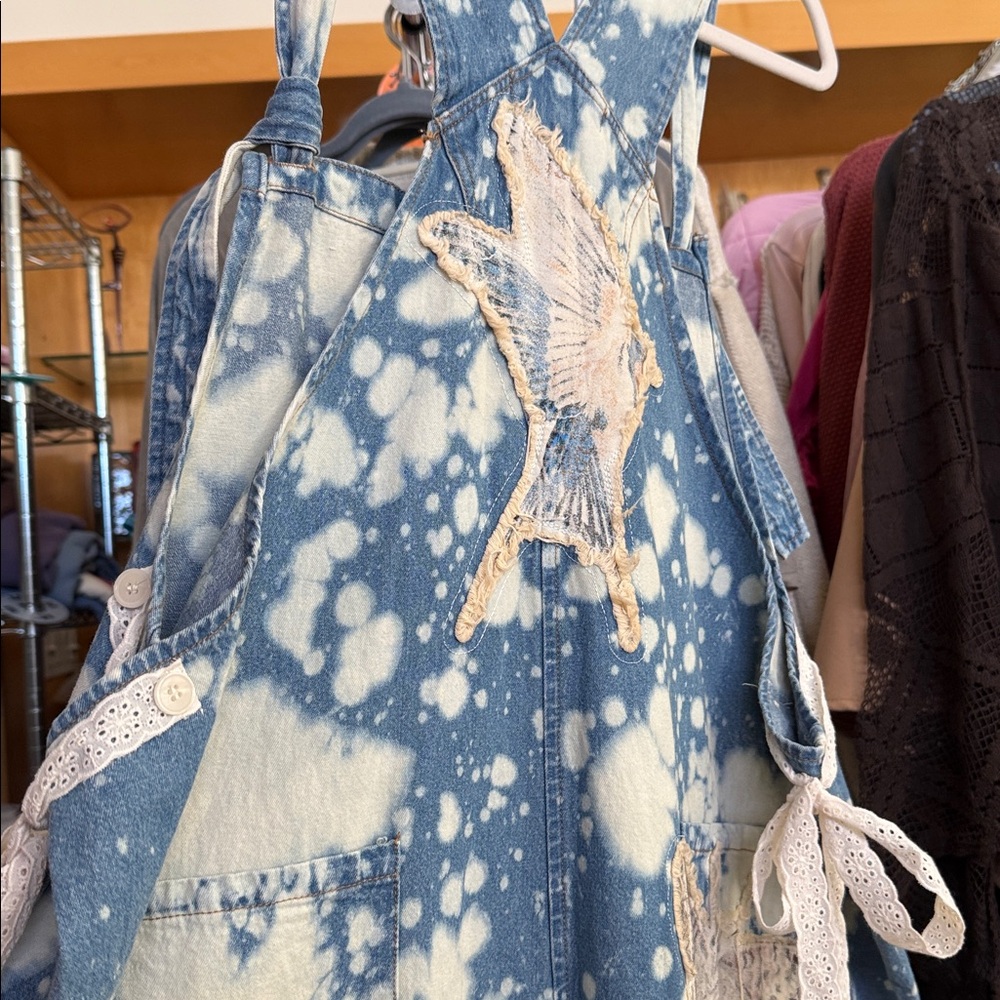 A RARE BIRD BUTTERFLY ROSE OVERALLS NWT sz OS - Picture 8 of 11